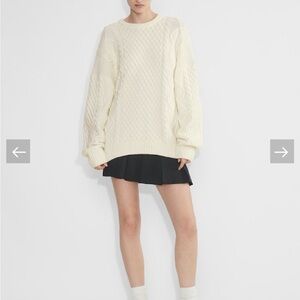 Aritzia Cream Cable-Knit Crewneck Sweater